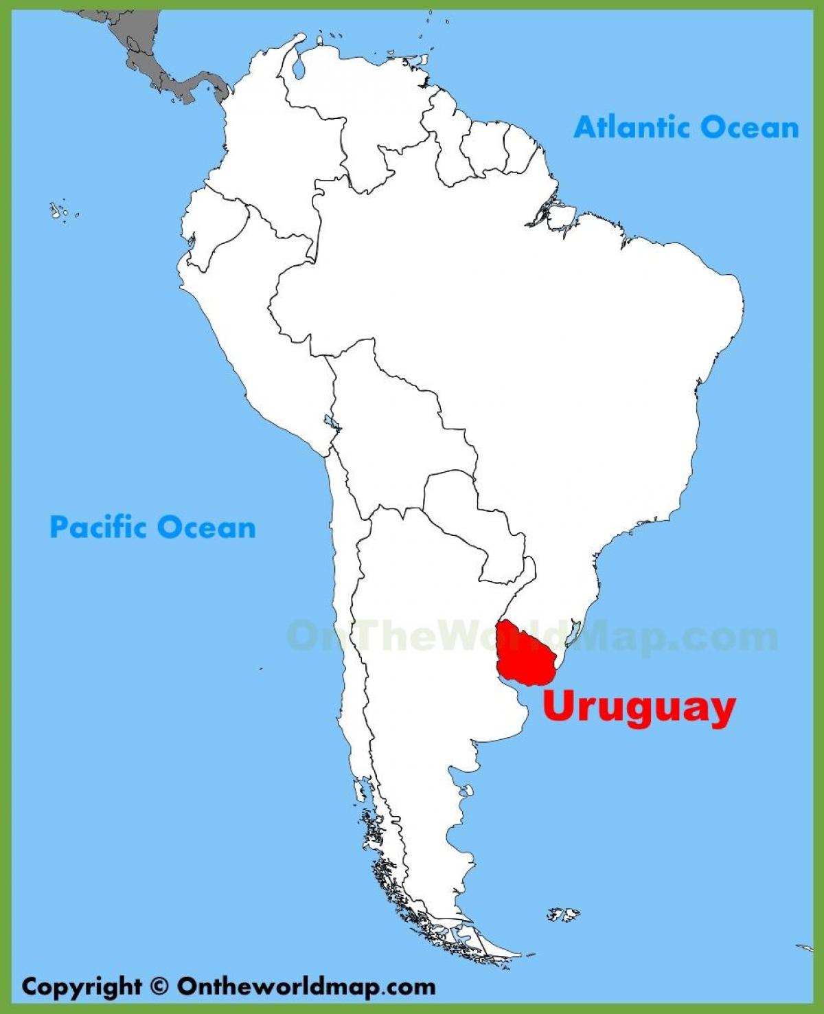 Kaart van Uruguay, suid-amerika