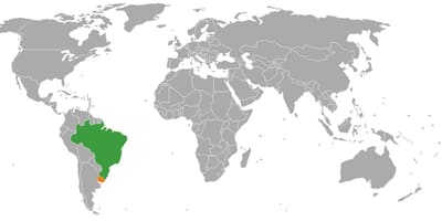 Uruguay plek op die wêreld kaart